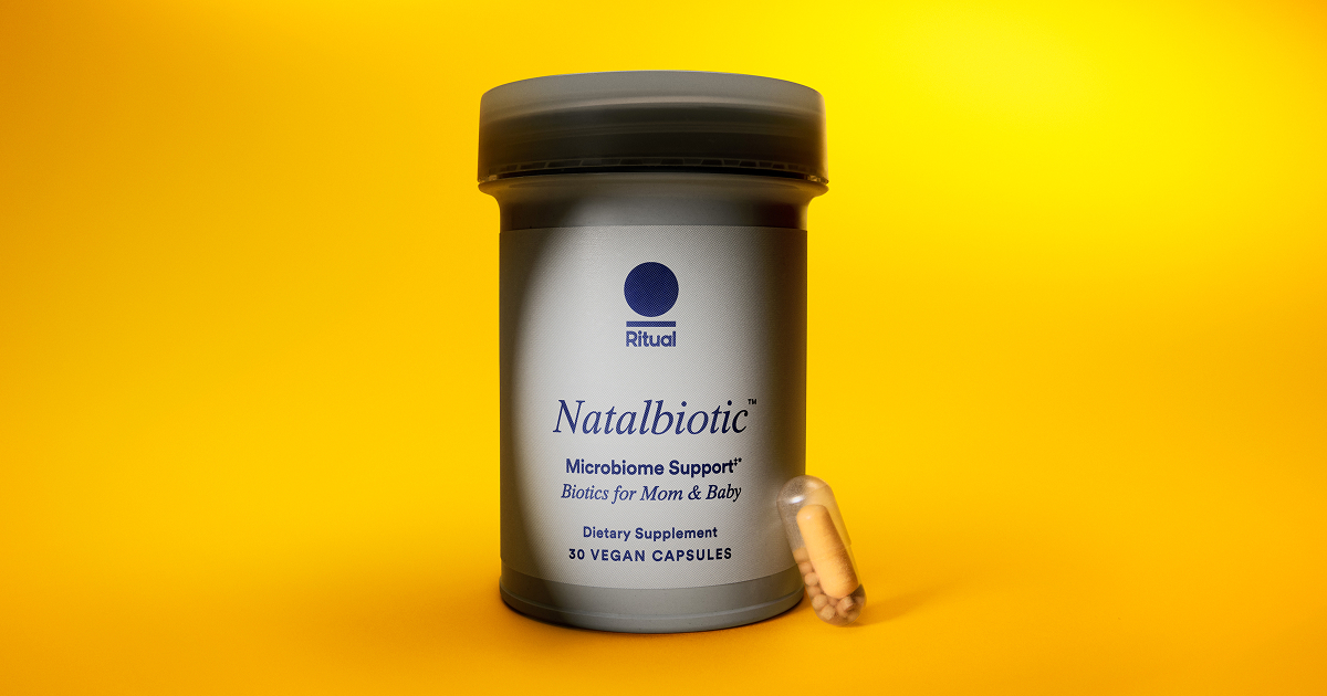 ritual natalbiotic against a yellow background